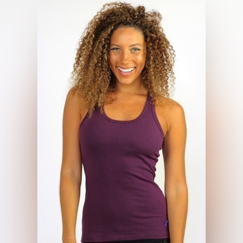 Fabletics plum racer back athletic tank top size small